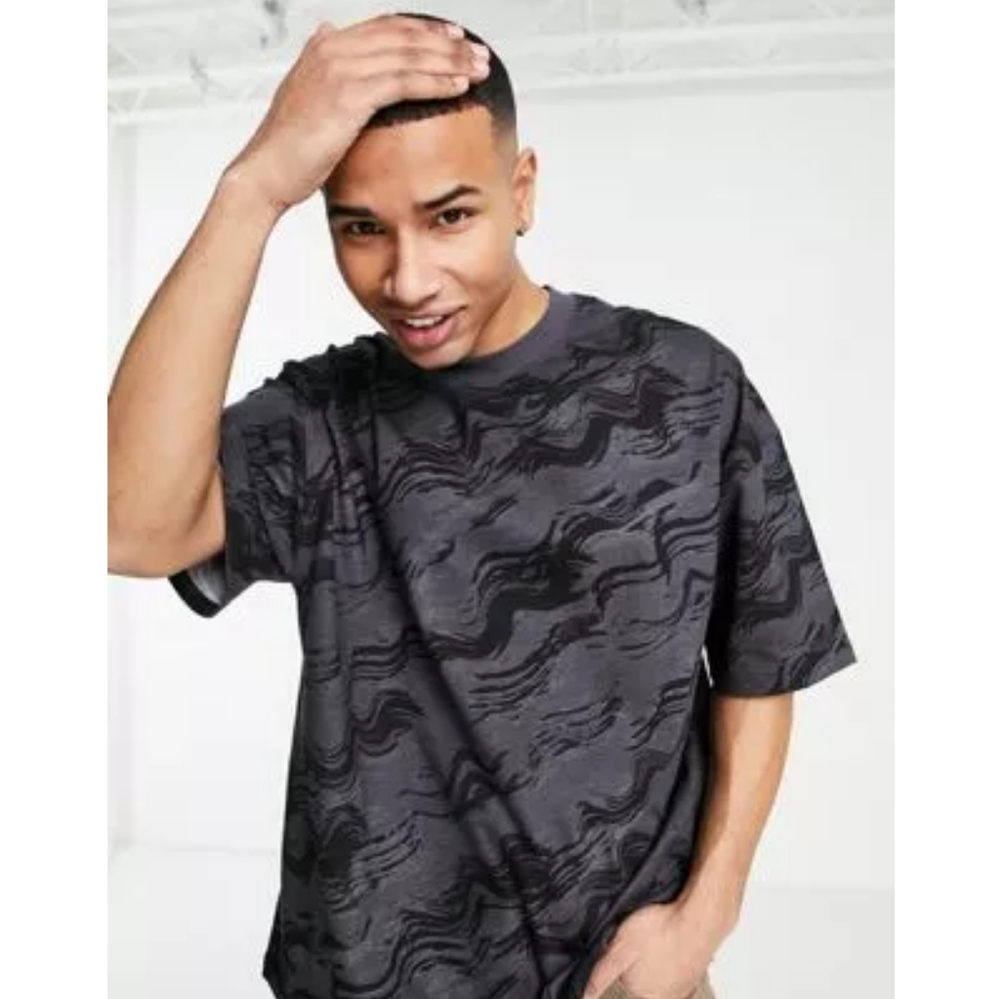 Topman Extreme Oversize Wave Print T-Shirt Size M